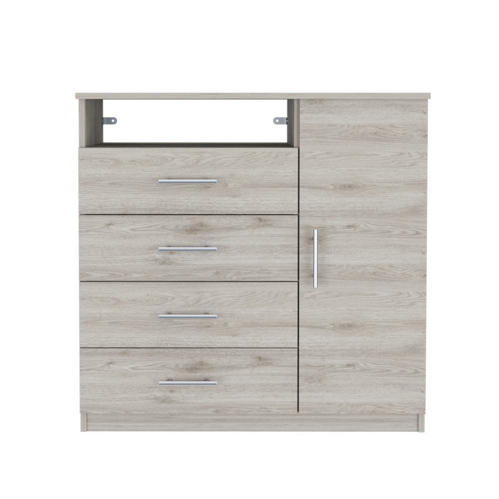 FM FURNITURE LLC Carolina 4 Drawer Dresser  ,Light Gray