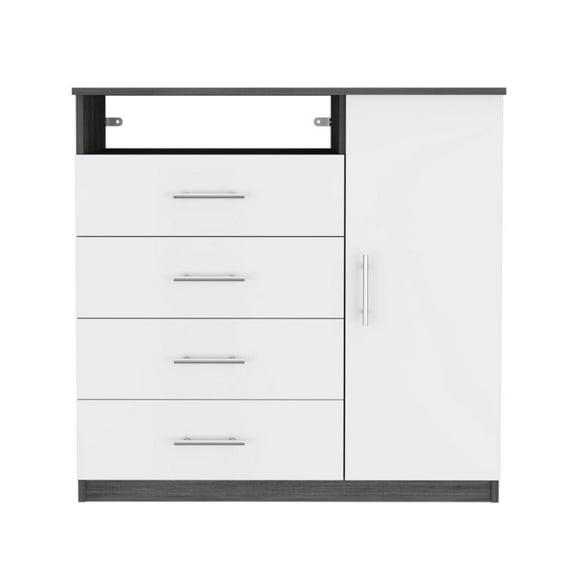 FM FURNITURE LLC Carolina 4 Drawer Dresser  ,Smokey Oak / White