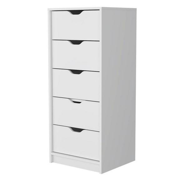 FM FURNITURE LLC Dillon 5 Narrow Drawer Dresser,White