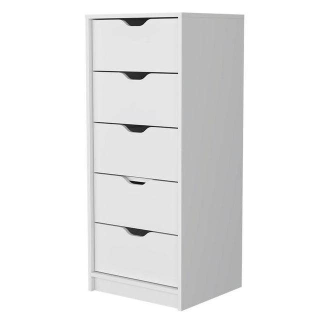 FM FURNITURE LLC Dillon 5 Narrow Drawer Dresser,White