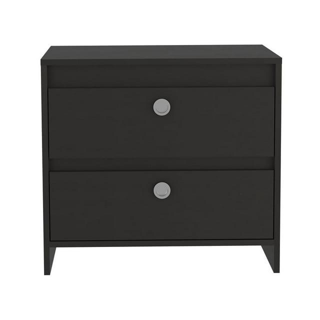 Nightstand with 2 Drawers, Black
