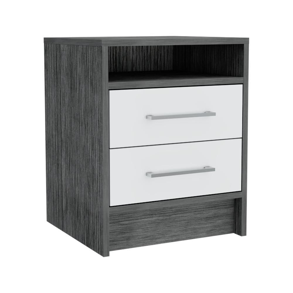 Philadelphia Smoky Oak and White 2-Drawer Nightstand with Concealed Shelf