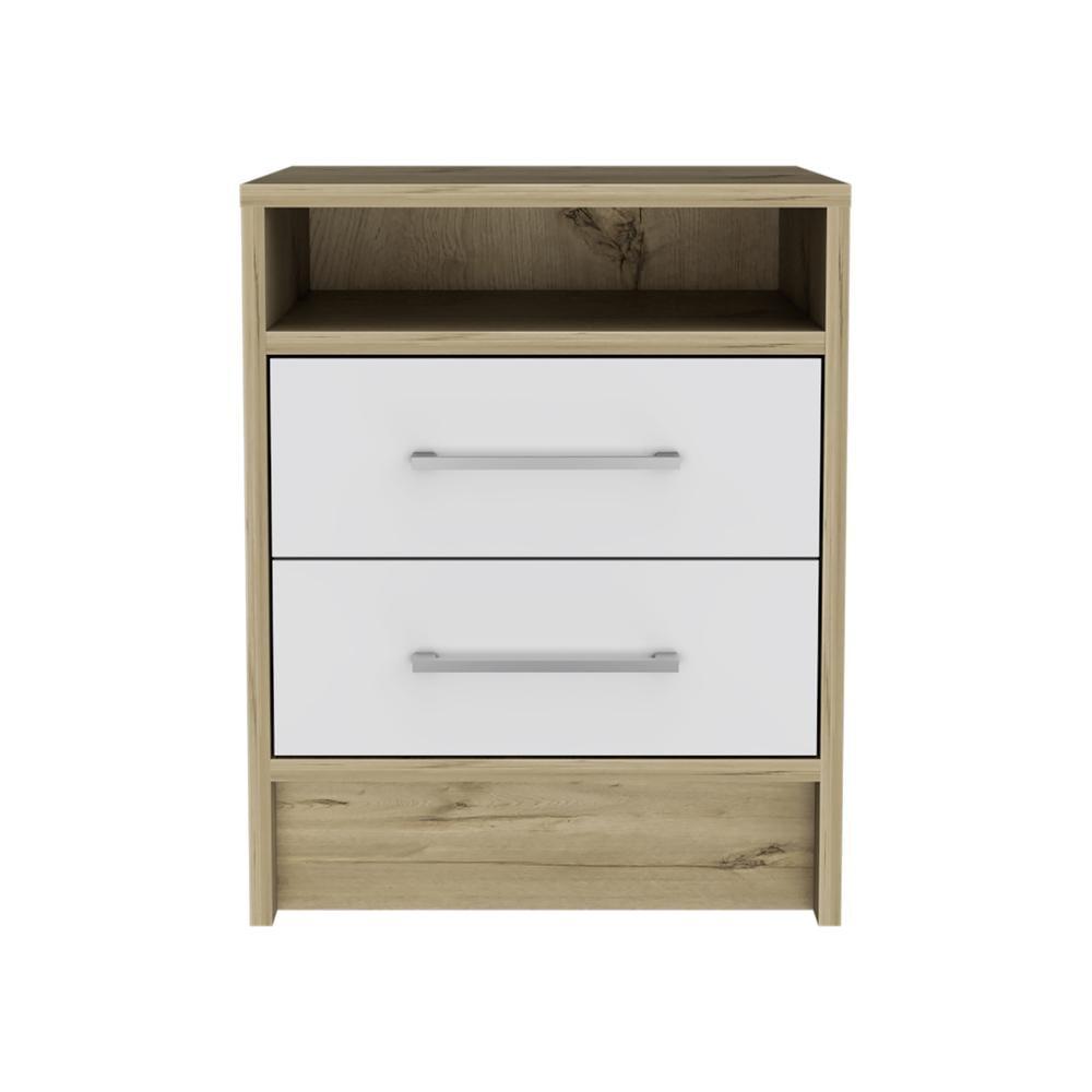 FM FURNITURE LLC Philadelphia Nightstand ,White / Light Oak