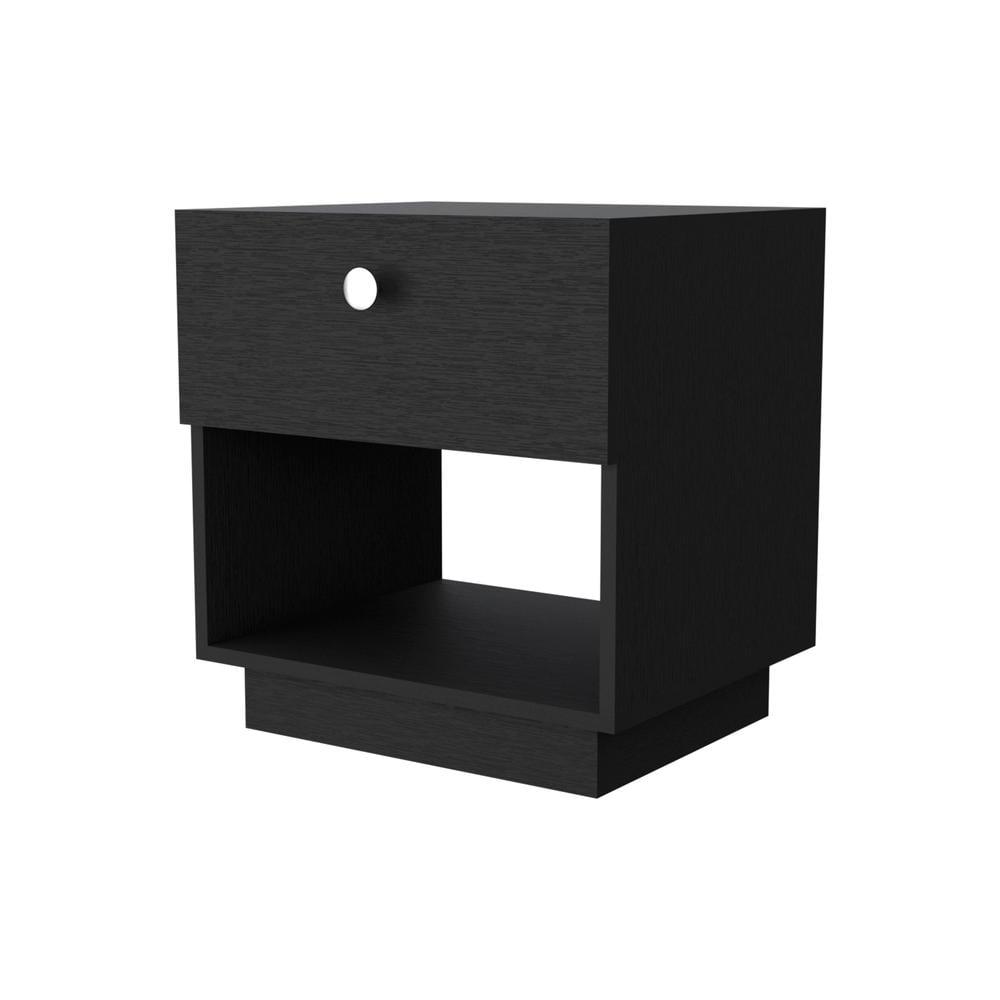 Sumter Modern Black Steel 1-Drawer Nightstand with Storage Shelf