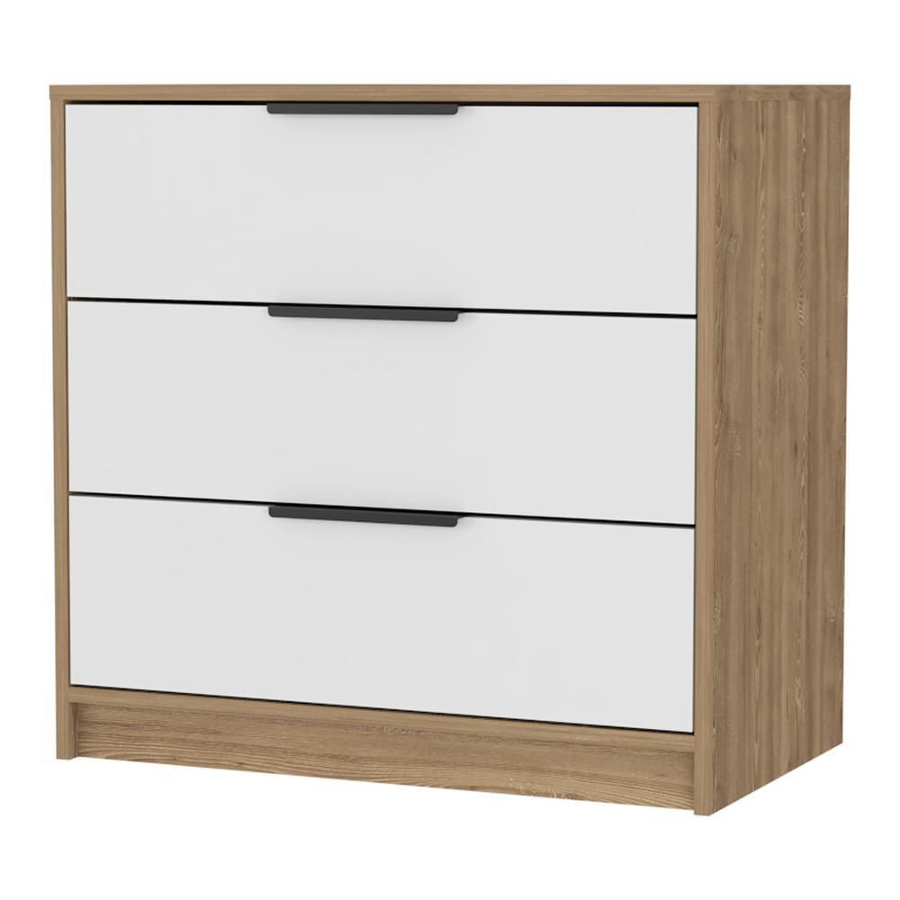 Washington Light Oak and White 3-Drawer Dresser