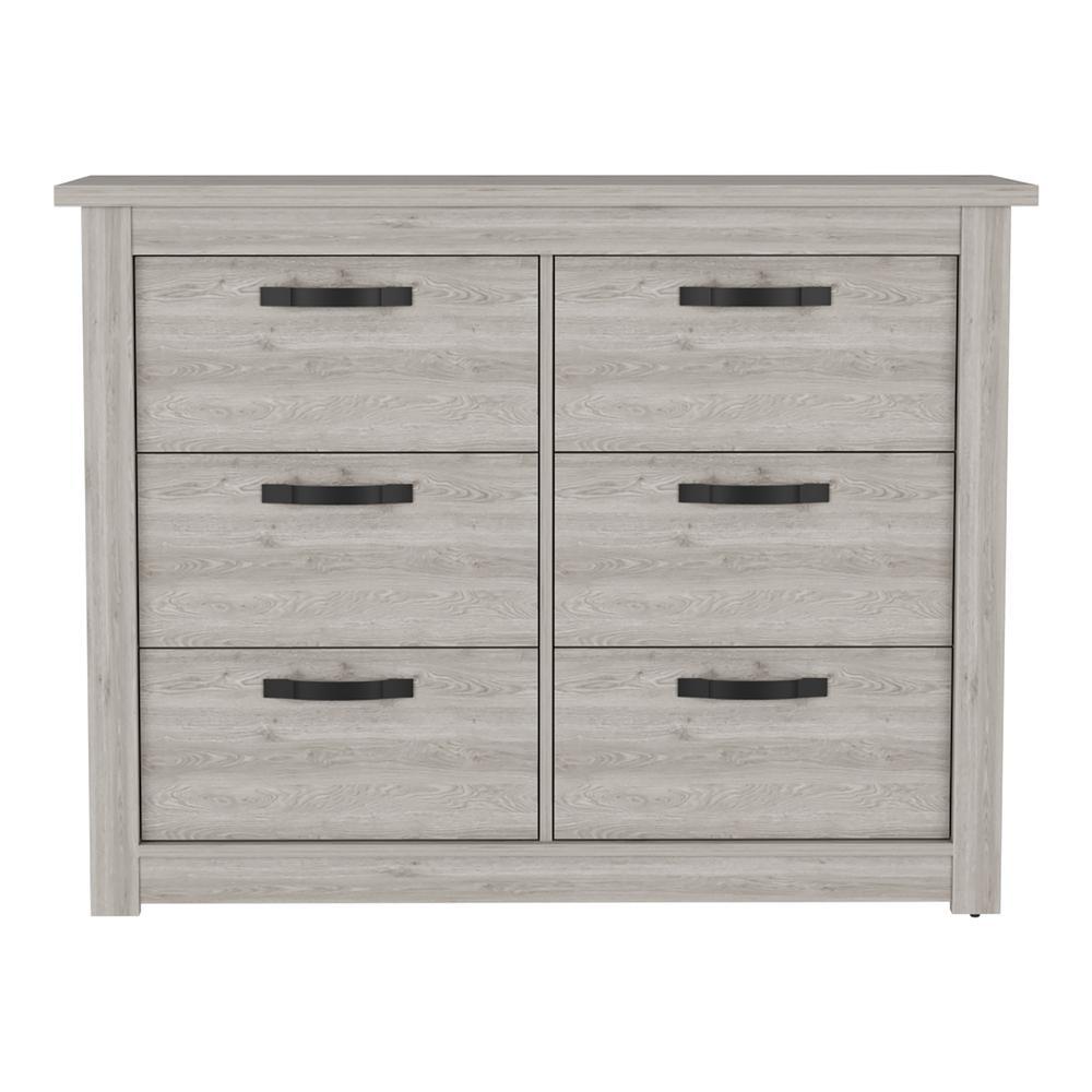 FM FURNITURE LLC Westport Six Drawer Double Dresser ,Light Gray