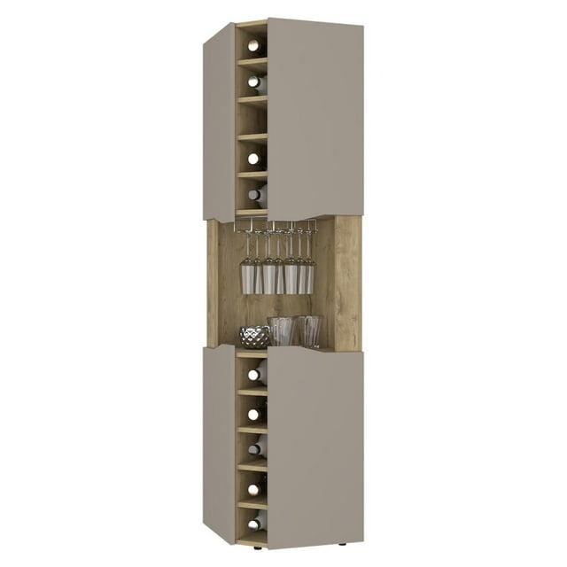 FM FURNITURE Lyla Corner Bar Cabinet  Macadamia / Taupe (brown) Engineered Wood
