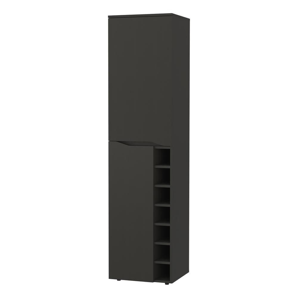 Maya Tall Black Wengue Engineered Wood Bar Cabinet