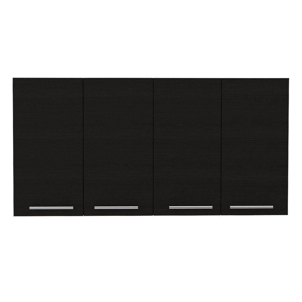 Sitka Modern Black Wengue Wall Cabinet with Metal Racks