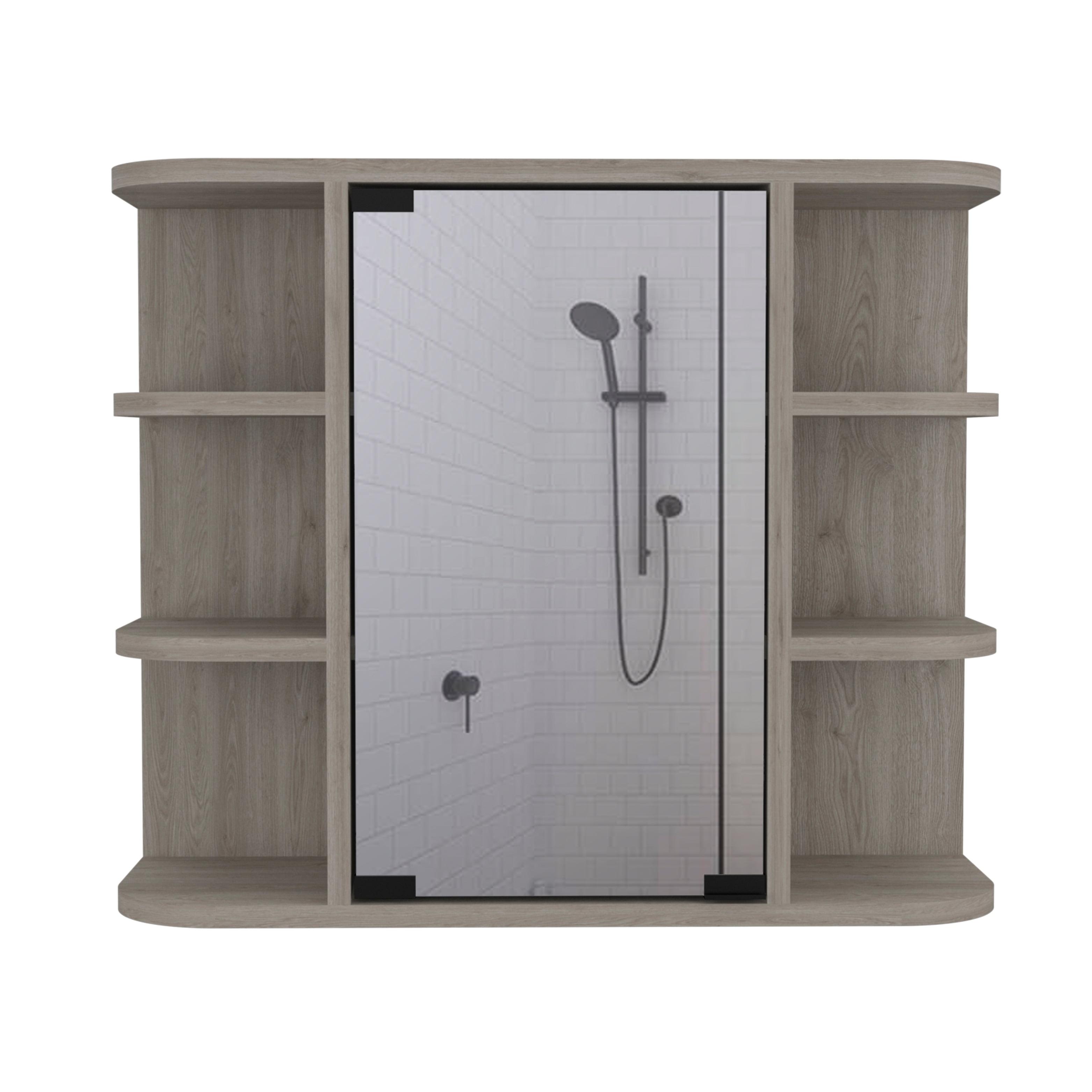 Valdez Light Gray Melamine Laminate Mirrored Medicine Cabinet