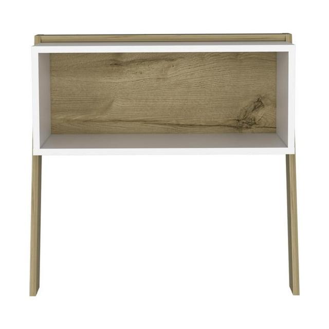 FM Furniture Denver Wood Night Stand with One Open Shelf in Light Oak/White
