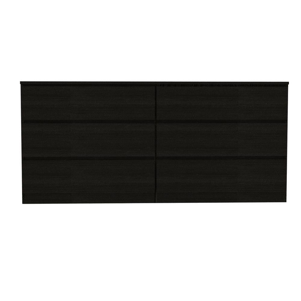 Elegant Black Double Dresser with 6 Spacious Drawers and Laminated Finish