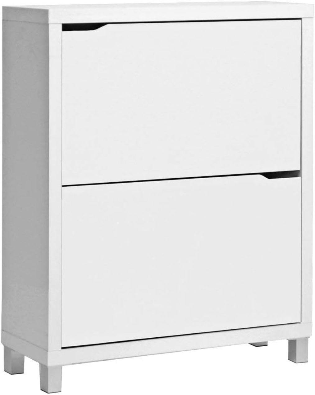 Simms 3 Drawer Modern Shoe Cabinet White - Baxton Studio: Entryway Organizer, Holds 18 Pairs