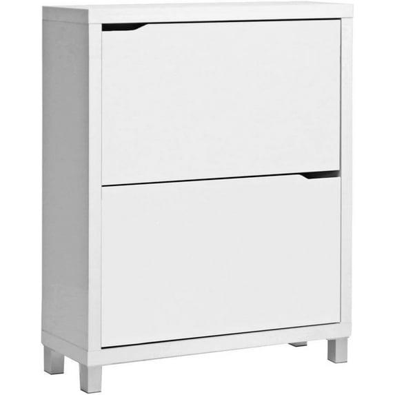 Simms 3 Drawer Modern Shoe Cabinet White - Baxton Studio: Entryway Organizer, Holds 18 Pairs