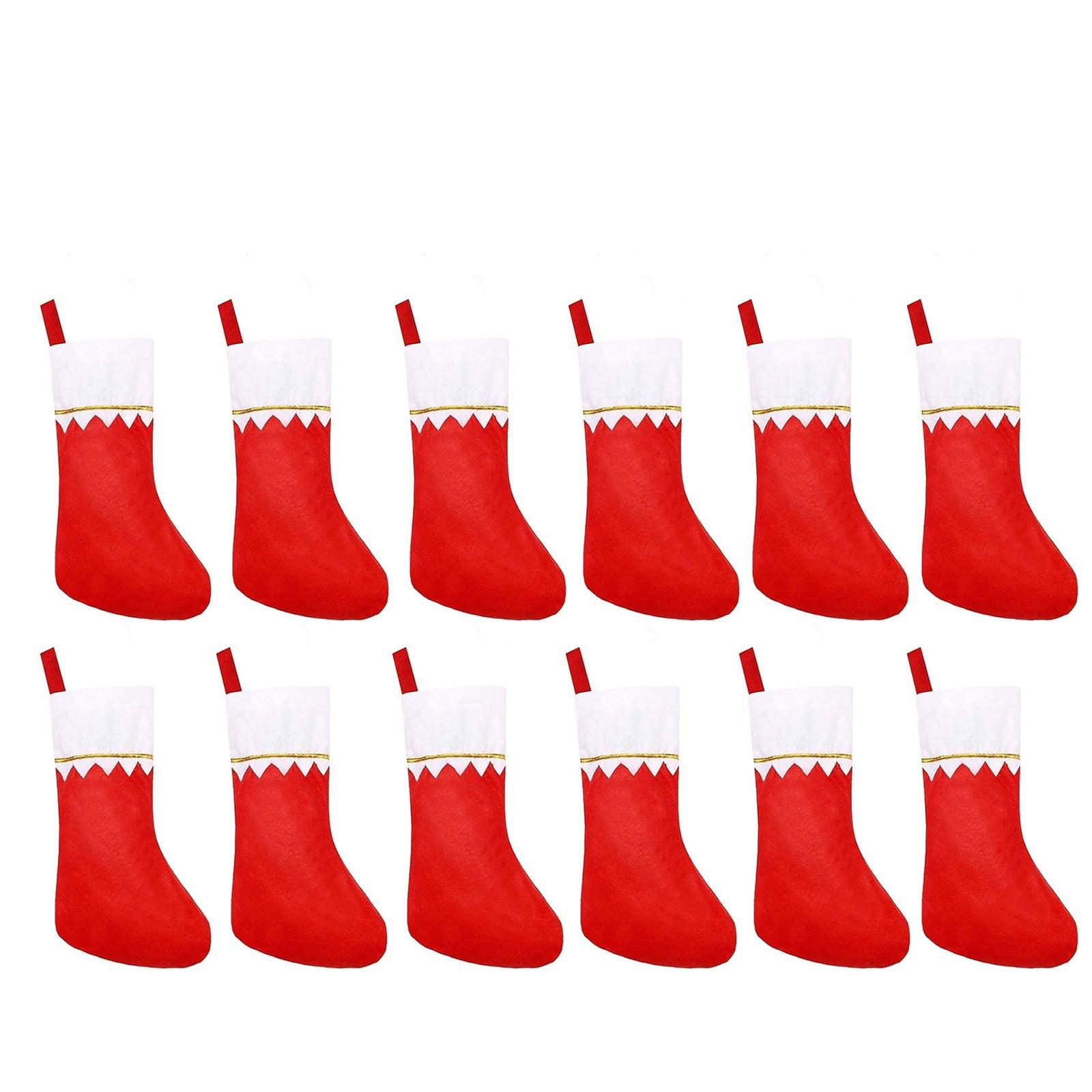 FNGZ 12 Pack Christmas Stockings 15 Inches Red and White Christmas Stockings Hanging Ornaments White with Gold Trim Christmas Stockings for Family Christmas Holiday Decorations Household Pendant