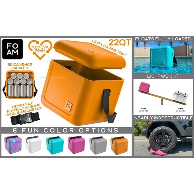 FOAM FOAM Portable 22 Quart EVA Lightweight Beach Rigid Hybrid Soft Side Cooler that Holds 30 Cans & Ice