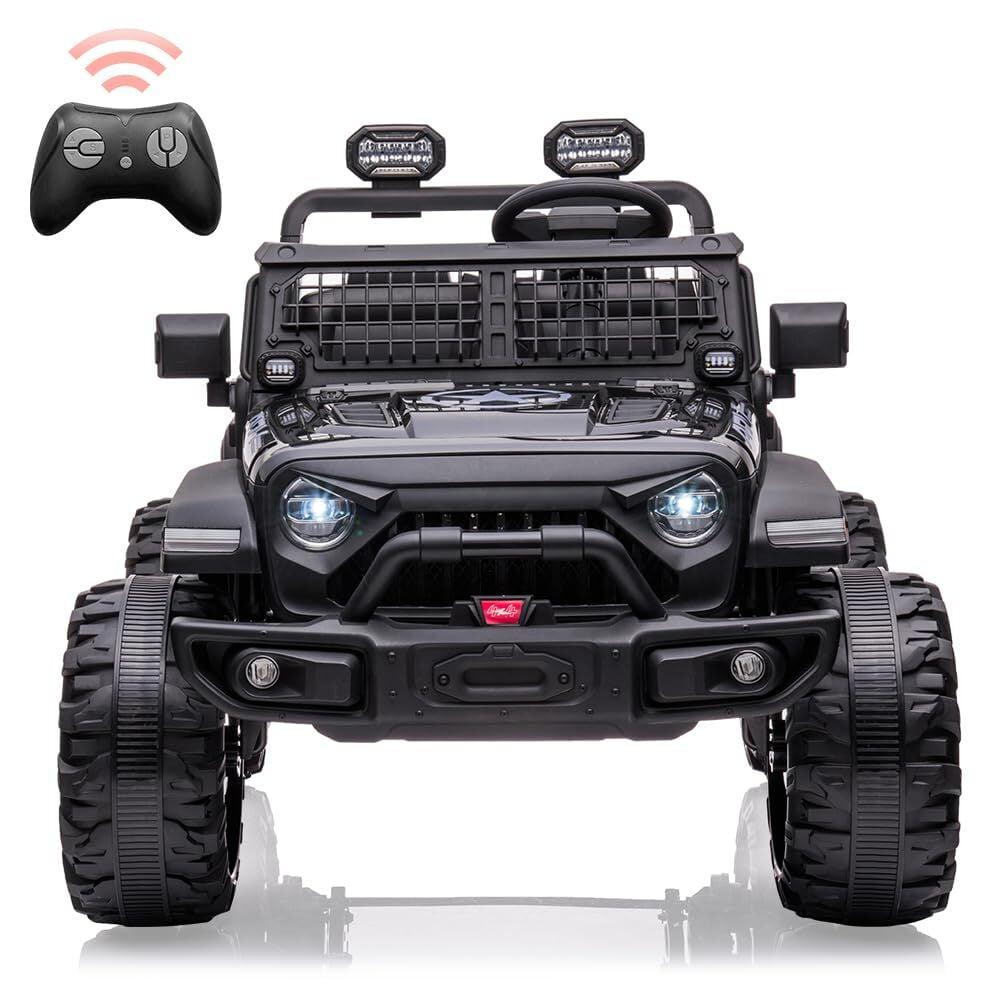 24V Black 2-Seater Kids Electric Ride-On Truck with Remote Control