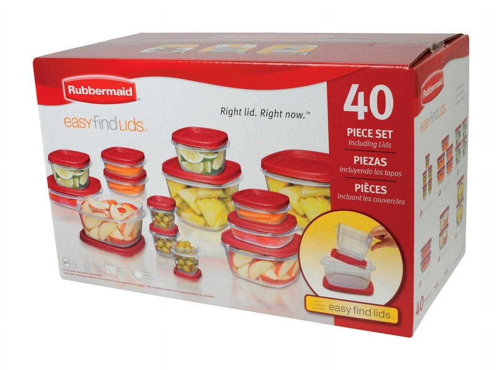 Rubbermaid Easy Find Lids 40pc Plastic Food Storage Container Set Clear: Microwave & Dishwasher Safe, Freezer-Safe