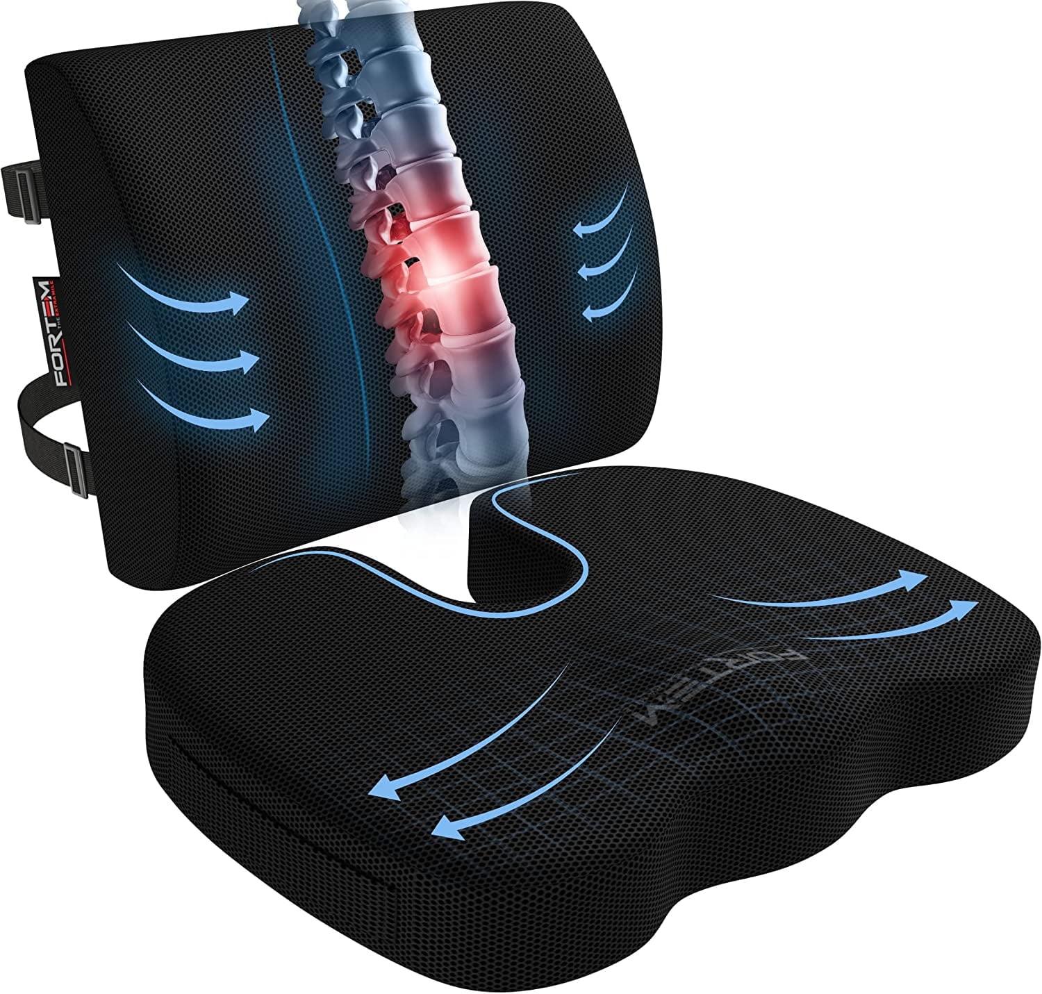 Black Memory Foam Lumbar Support and Seat Cushion Set