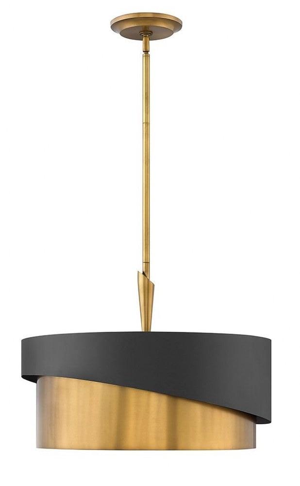 Gigi Heritage Brass & Satin Black 3-Light LED Drum Pendant