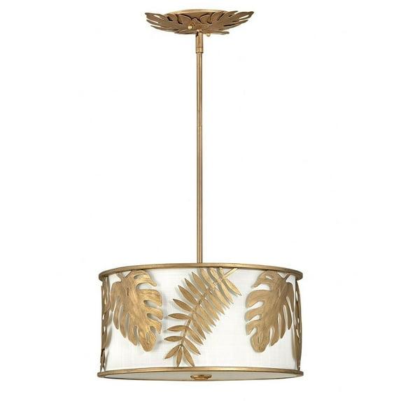 Botanica 3-Light Convertible Hand-Welded Leaf Pendant - Burnished Gold