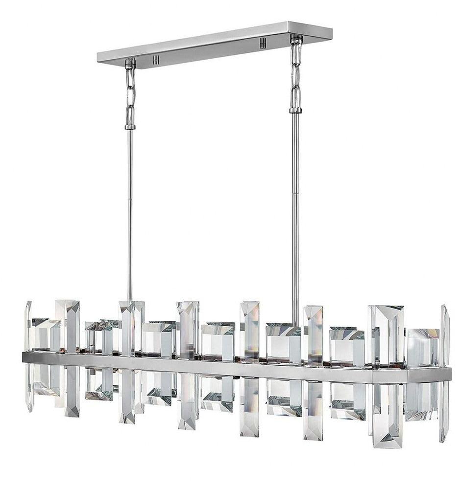 Odette Polished Nickel 8-Light Crystal Linear Pendant Chandelier