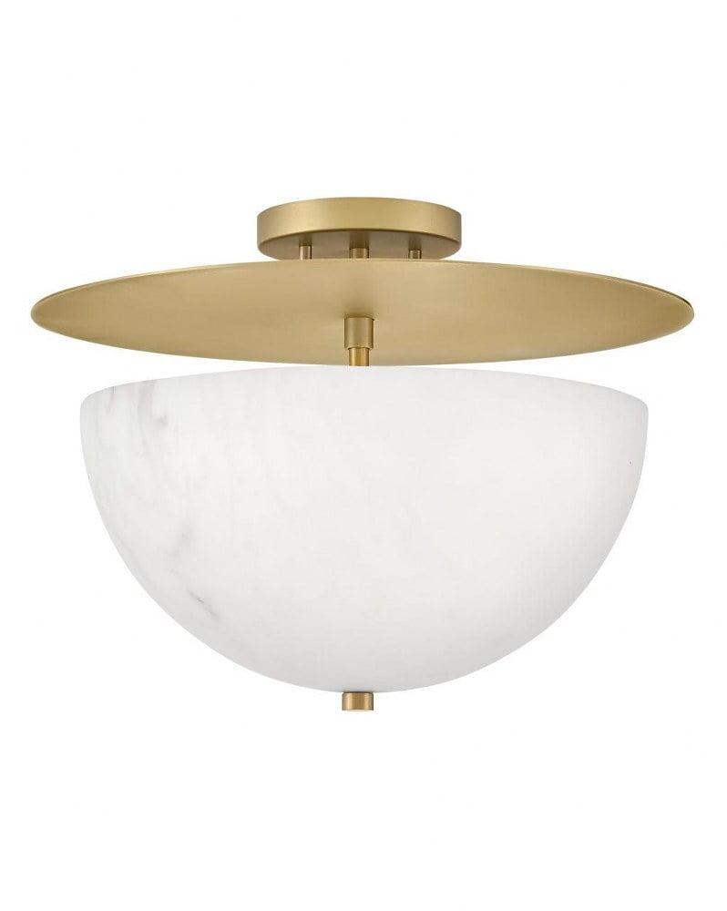 Cloudstone Glass & Lacquered Brass 3-Light LED Semi-Flush Mount