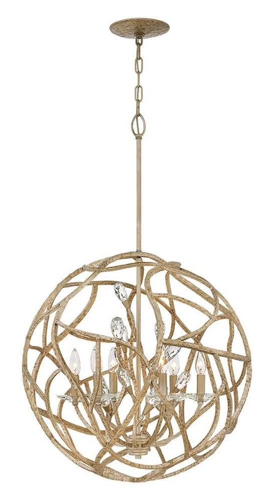 Eve Champagne Gold 6-Light Chandelier with Crystal Accents