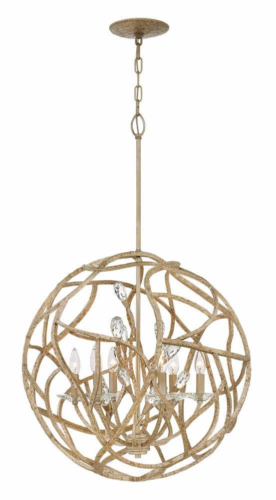 Eve Champagne Gold 6-Light Chandelier with Crystal Accents