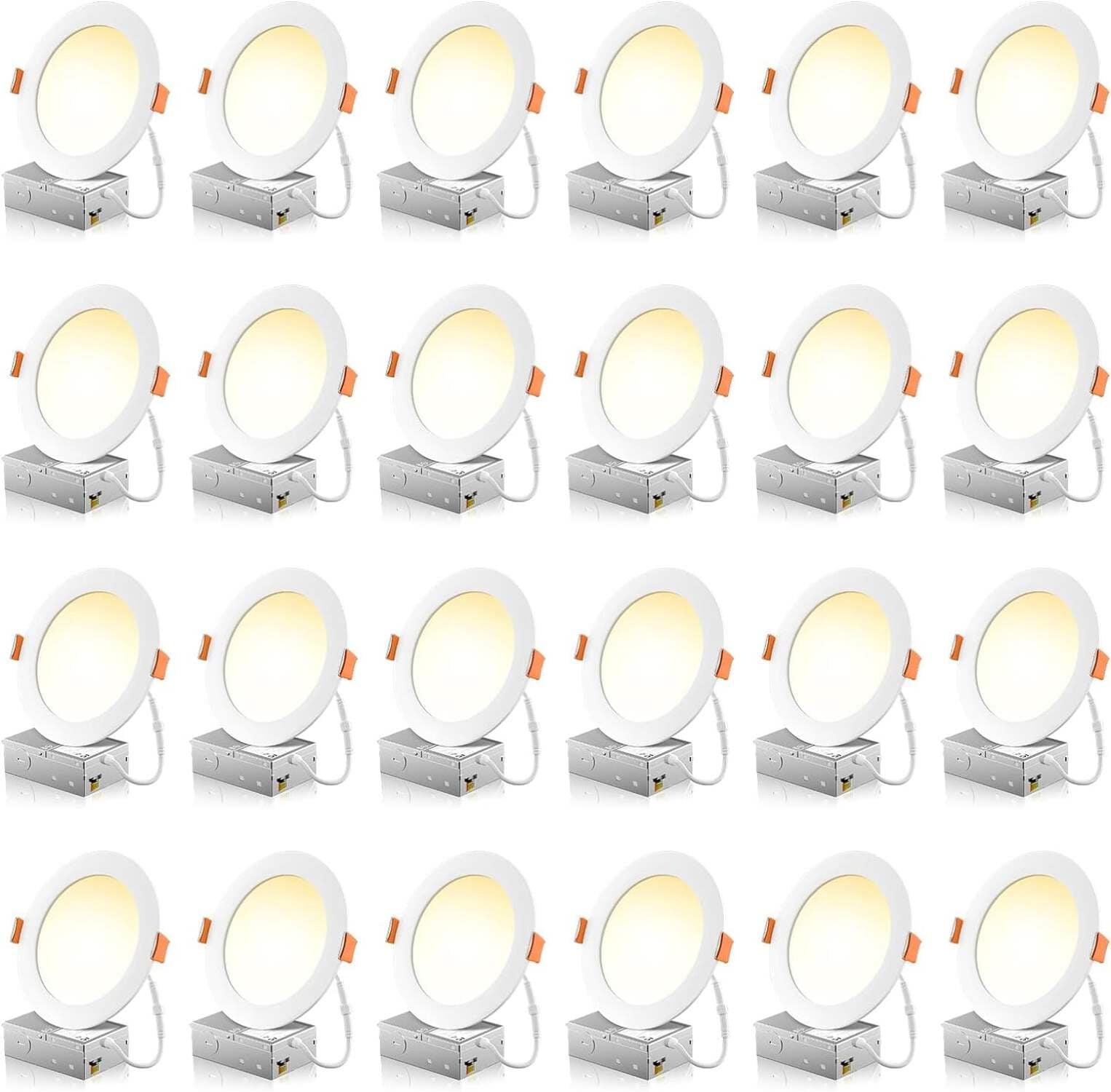 24 Pack 6 Inch Ultra-Thin White LED Recessed Ceiling Lights