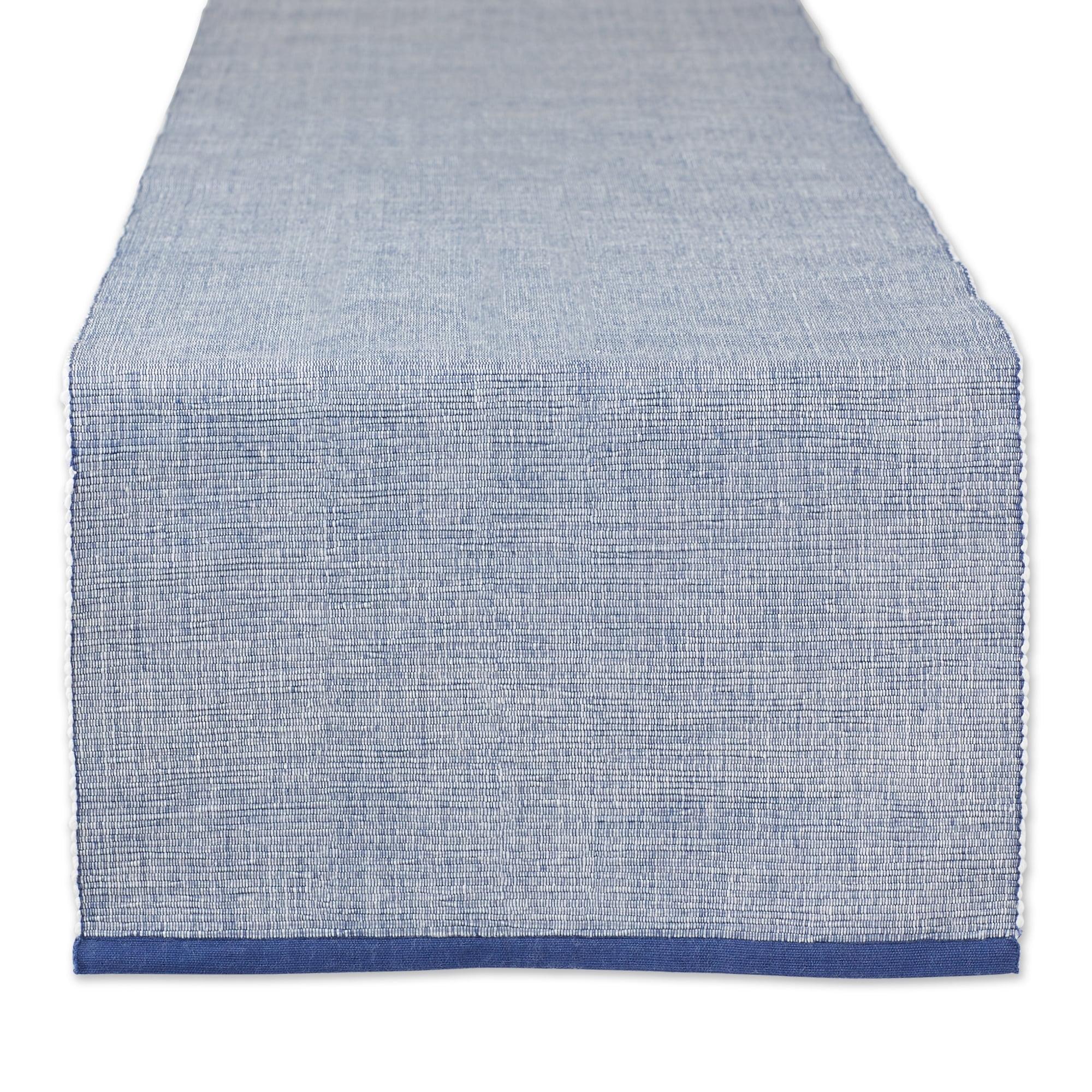 French Blue Cotton Chambray Ribbed Table Runner 13x72