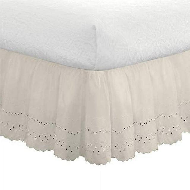 Fresh Ideas Fresh Ideas Ruffled Eyelet Bed Skirt, 14" Drop Length