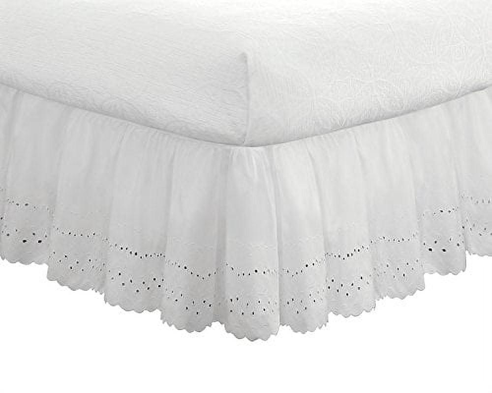 Fresh Ideas Fresh Ideas Ruffled Eyelet Bed Skirt, 14" Drop Length