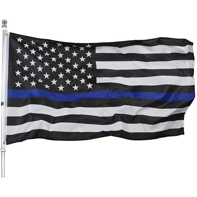 Thin Blue Line Flag United States Policeman Banner Polyester 3x5 Foot Flags Vivid Color and UV Fade Resistant Flag Outdoor Banner