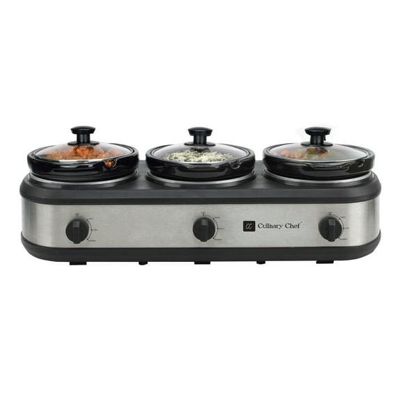 Culinary Chef 3 x 2.5 Qt. Triple Slow Cooker - Stainless-Steel