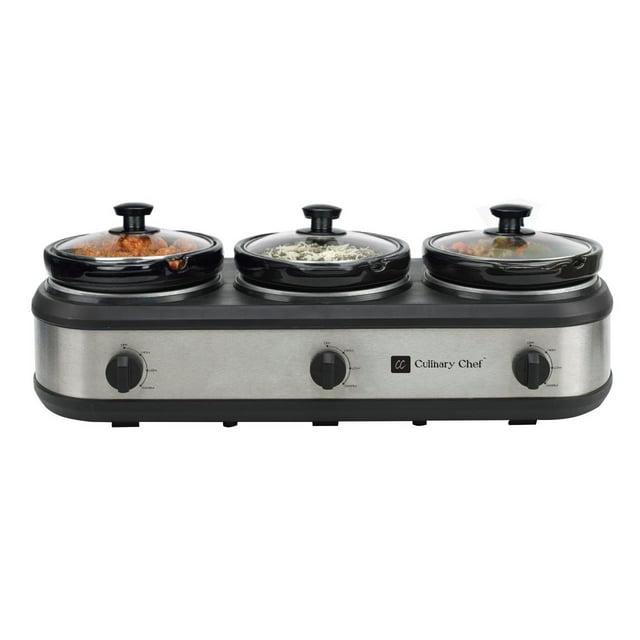 Culinary Chef 3 x 2.5 Qt. Triple Slow Cooker - Stainless-Steel