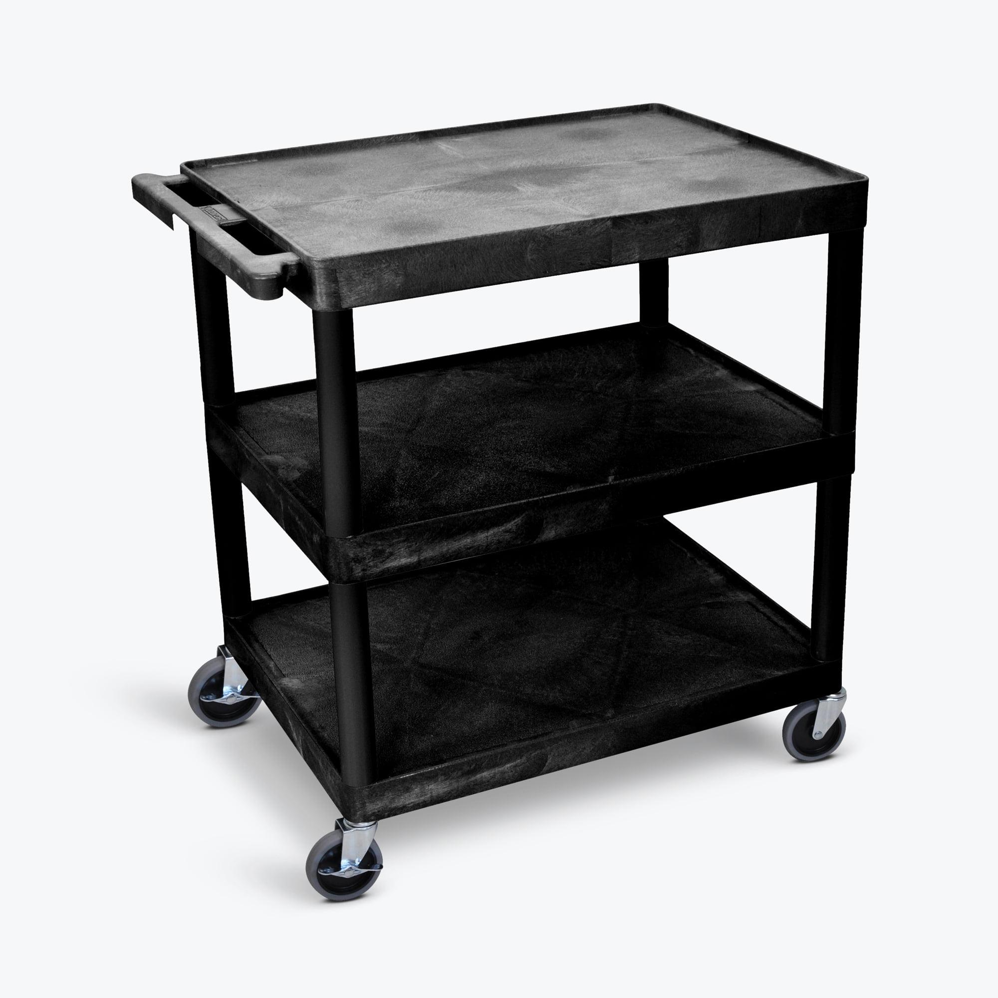 Black 3-Shelf Heavy-Duty Utility Cart with Wheels