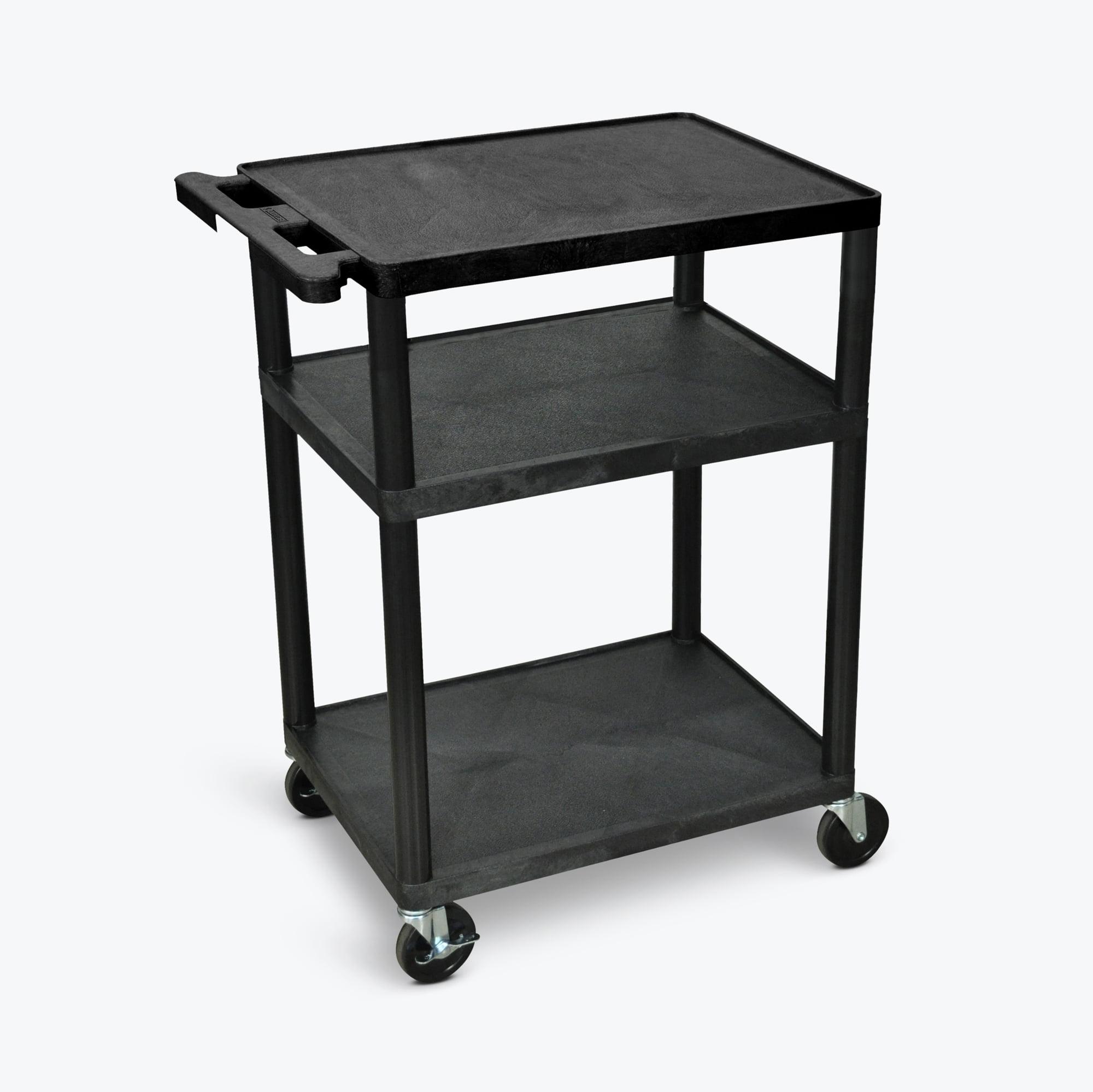 Black Mobile Plastic 3 Shelf AV Presentation Cart