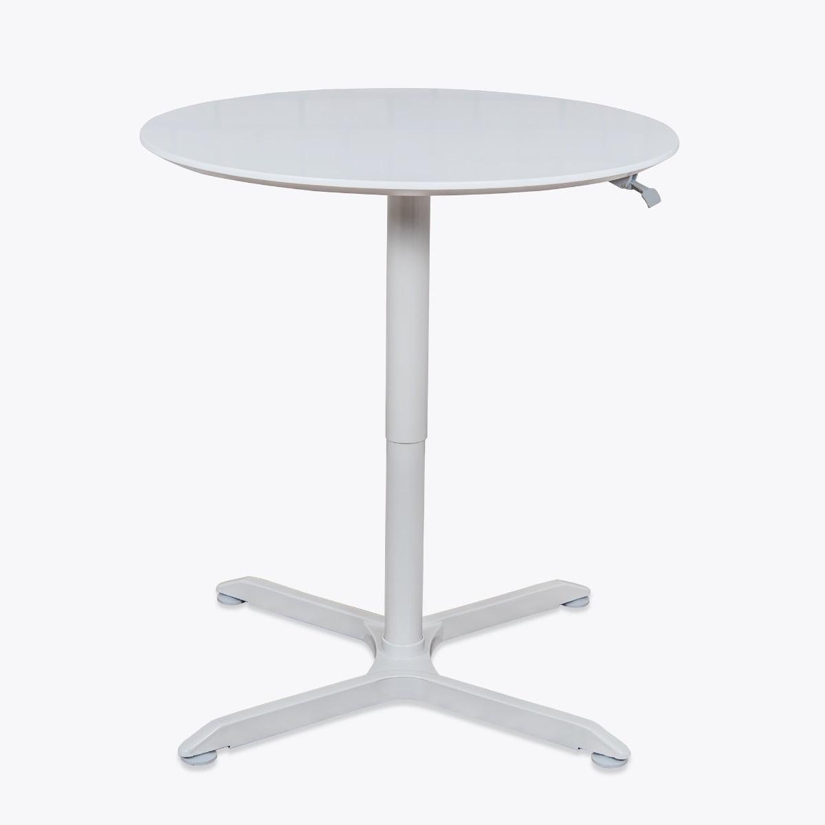 Contemporary White Round Wood Bar Height Adjustable Table