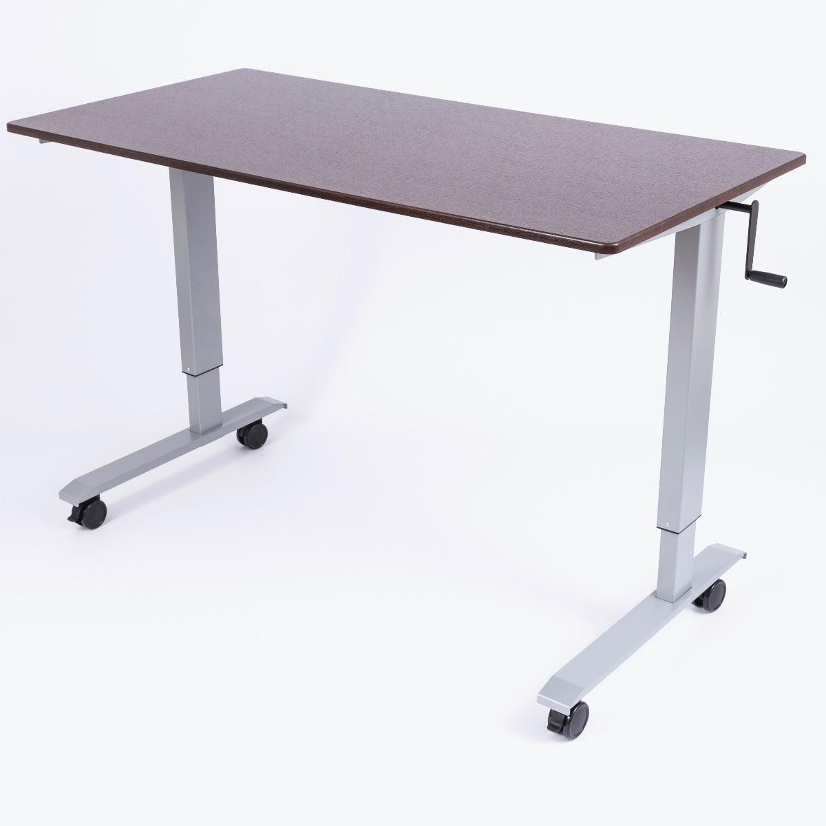 Adjustable Height 59'' Black and Silver Standing Desk with Lockable Casters