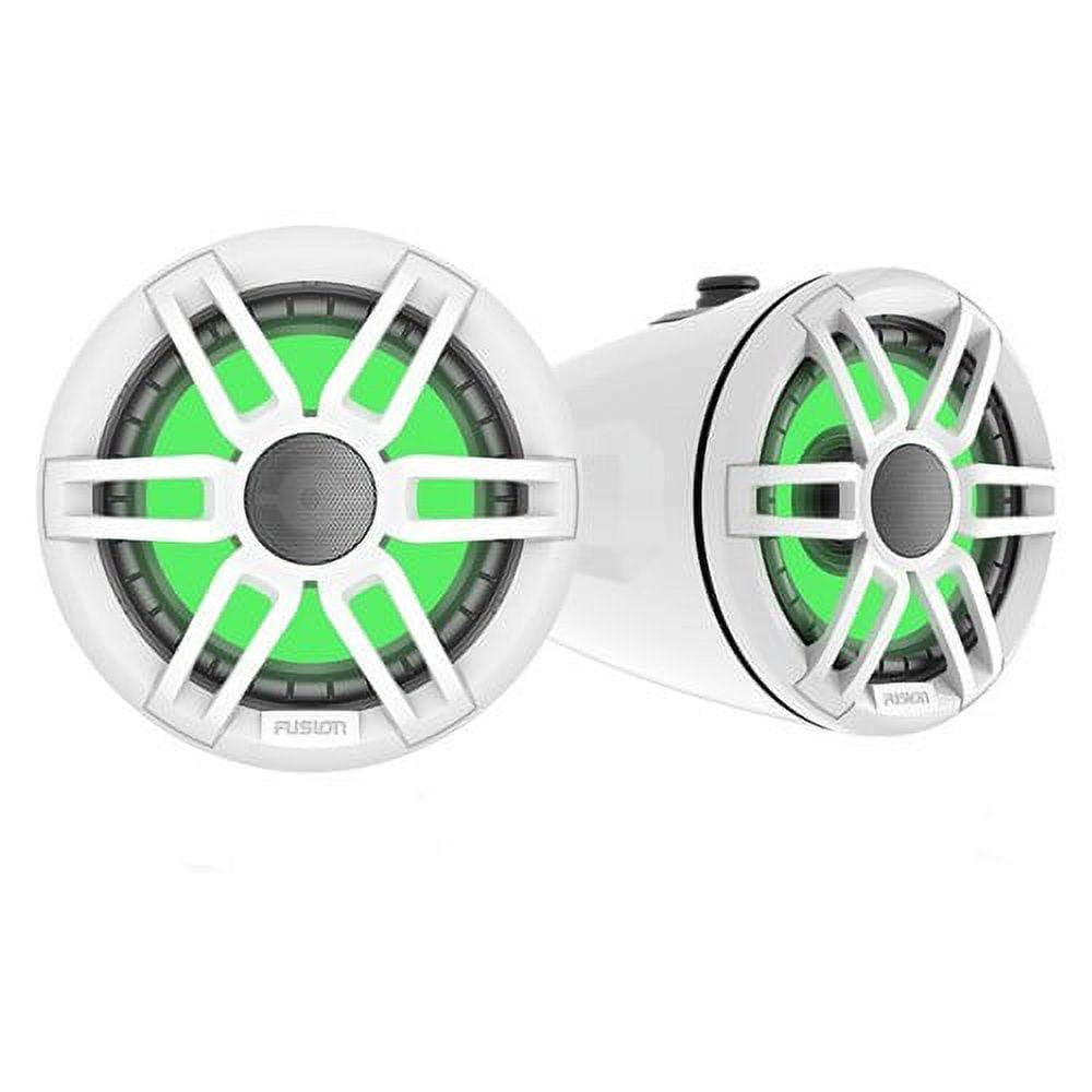 Coaxial 6.5" Marine Wake Tower Speakers with Multicolor RGB LED - White