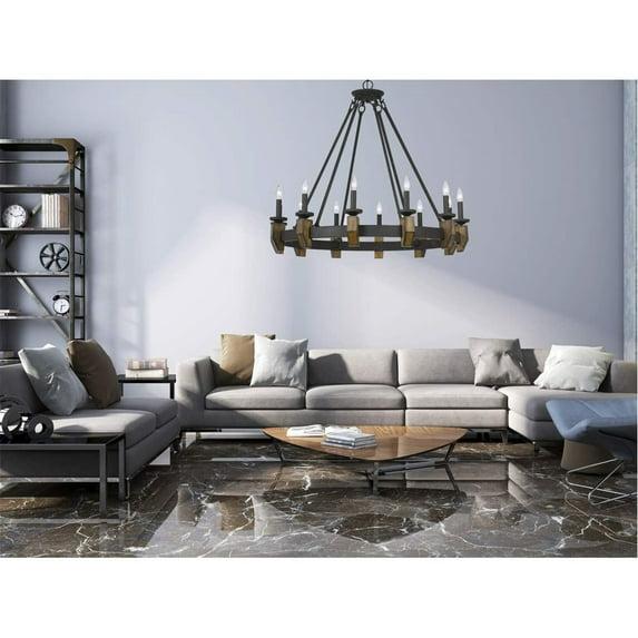 Cal Lighting 60W X 12 Cruz Metal/Wood Chandelier
