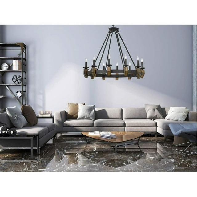 Cal Lighting 60W X 12 Cruz Metal/Wood Chandelier