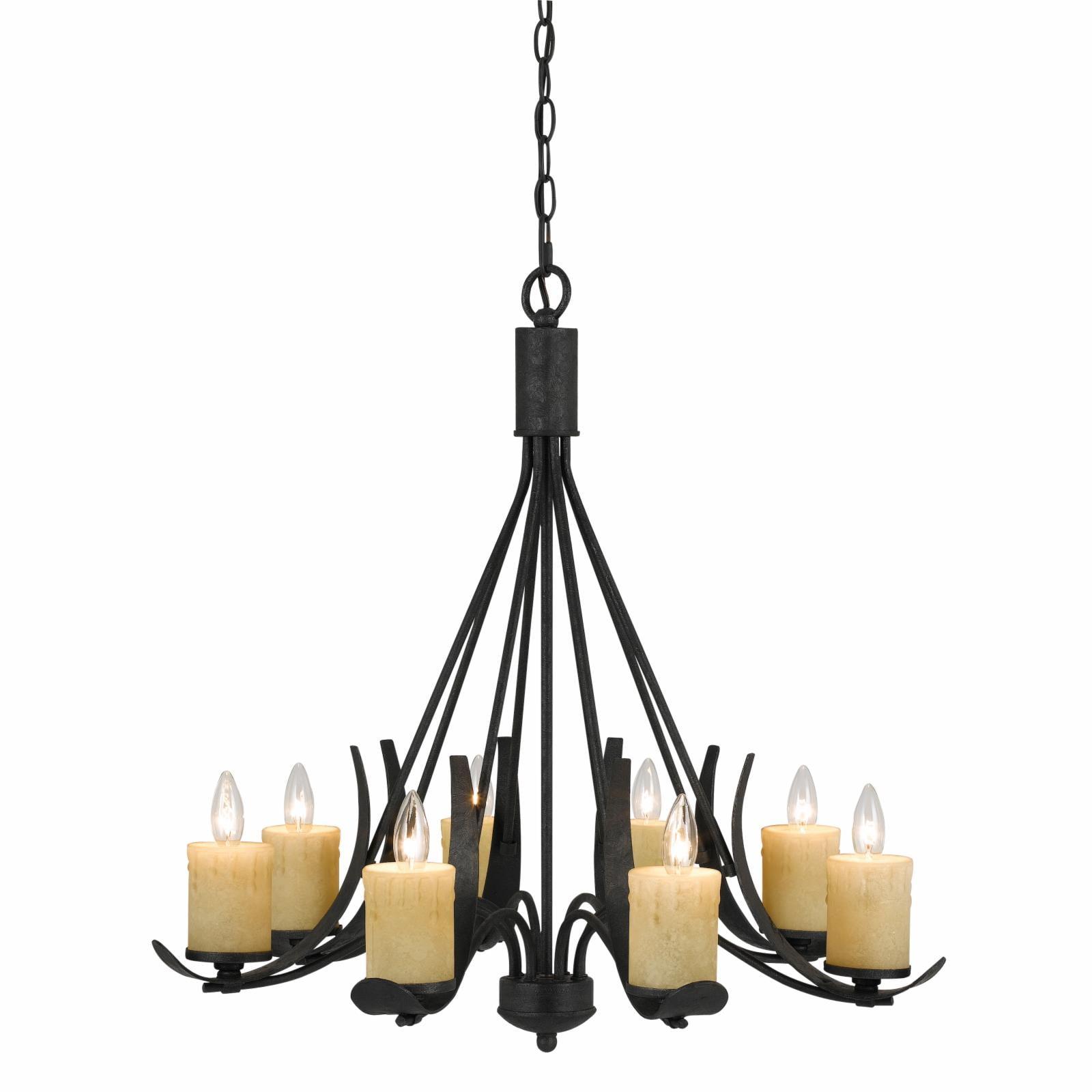 Black Iron 8-Light Chandelier with Drip Candle Sleeves