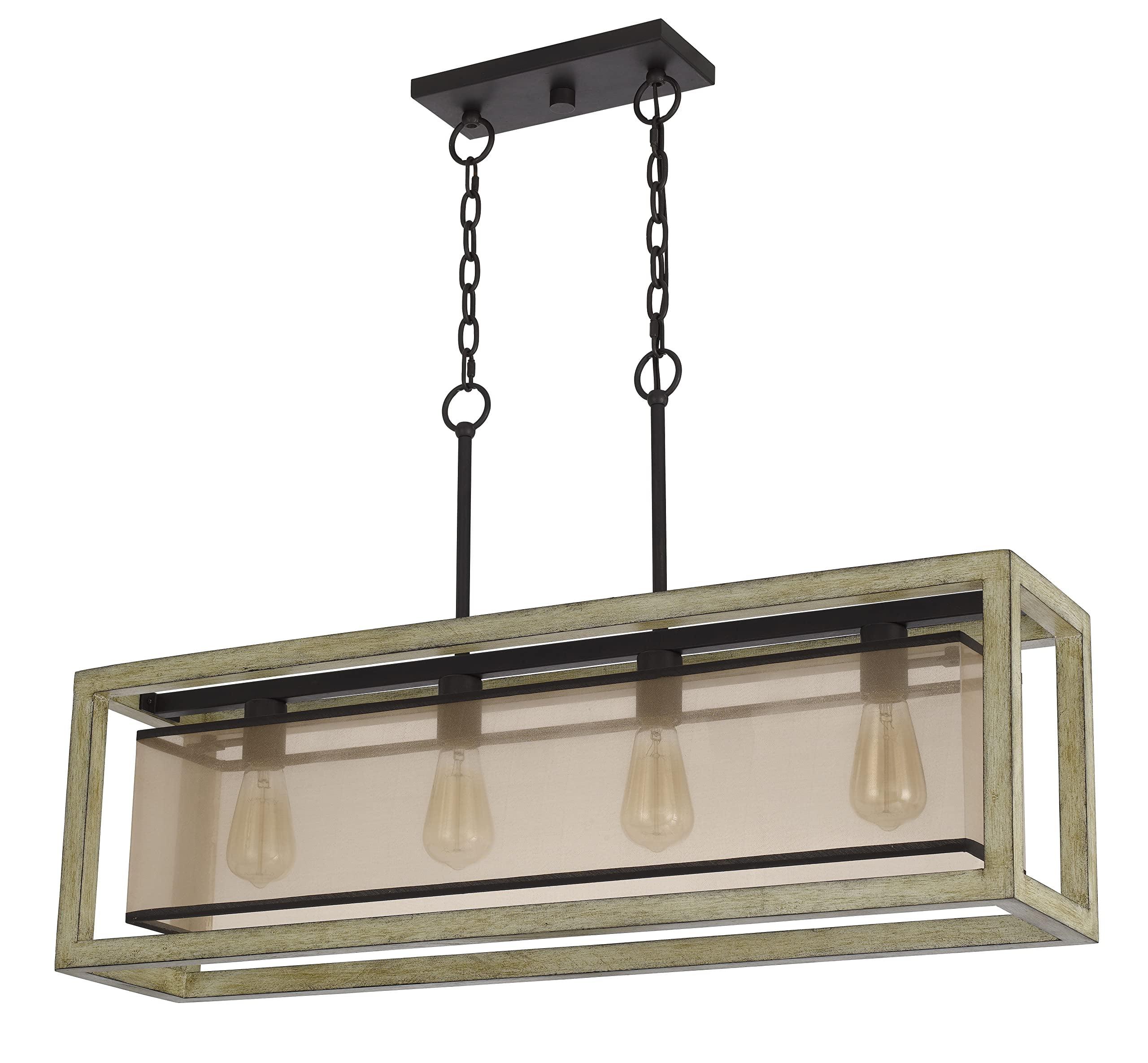 4 - Light Dimmable Kitchen Island Square / Rectangle Chandelier