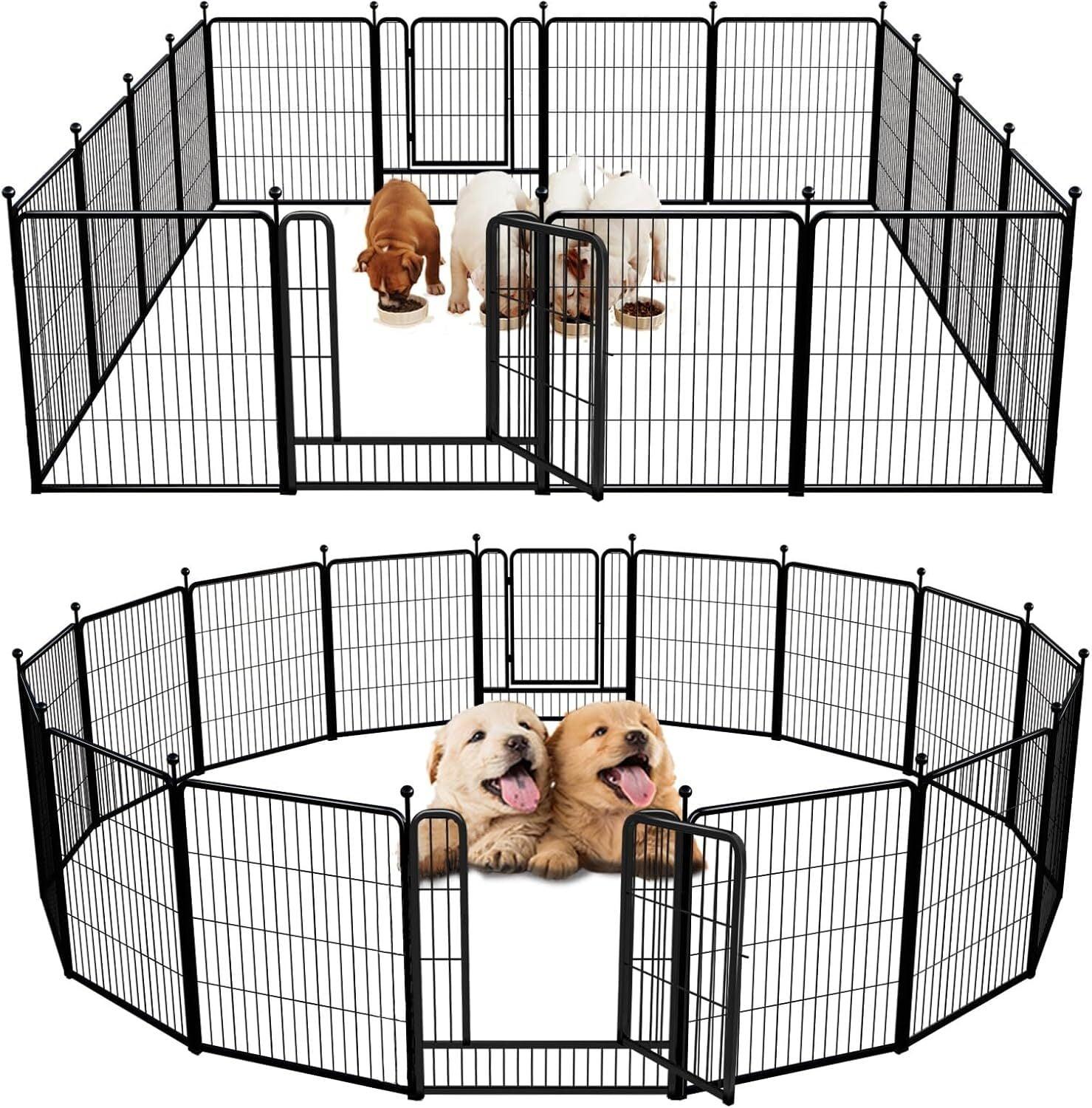 FXW Rollick Dog Playpen for Indoor, Yard, RV Camping, 32 inch 16 Panels for Small and Medium Dogs│Patented