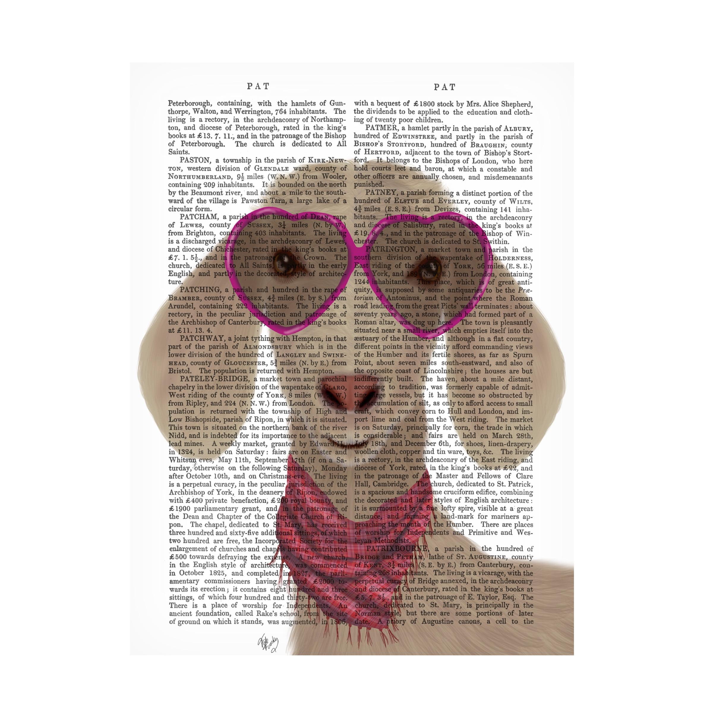 Modern Goat Portrait with Heart Glasses Canvas Art