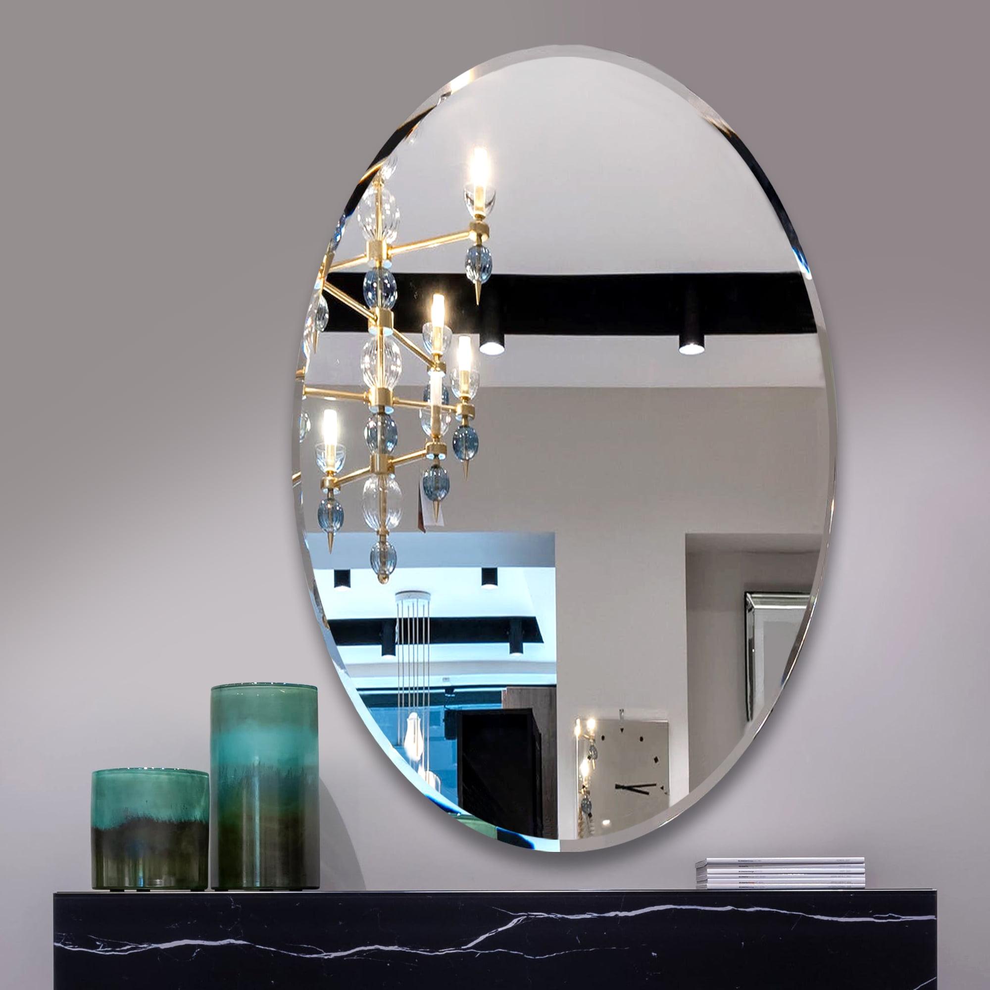 Fab Glass and Mirror Frameless Oval Beveled Wall Mirror