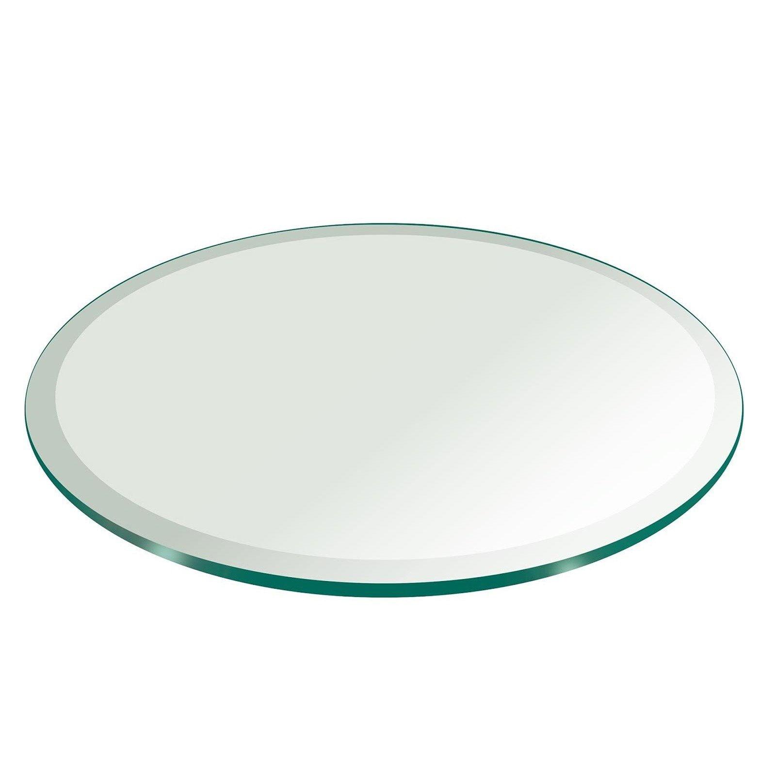 Elegant 34" Round Beveled Edge Clear Glass Table Top