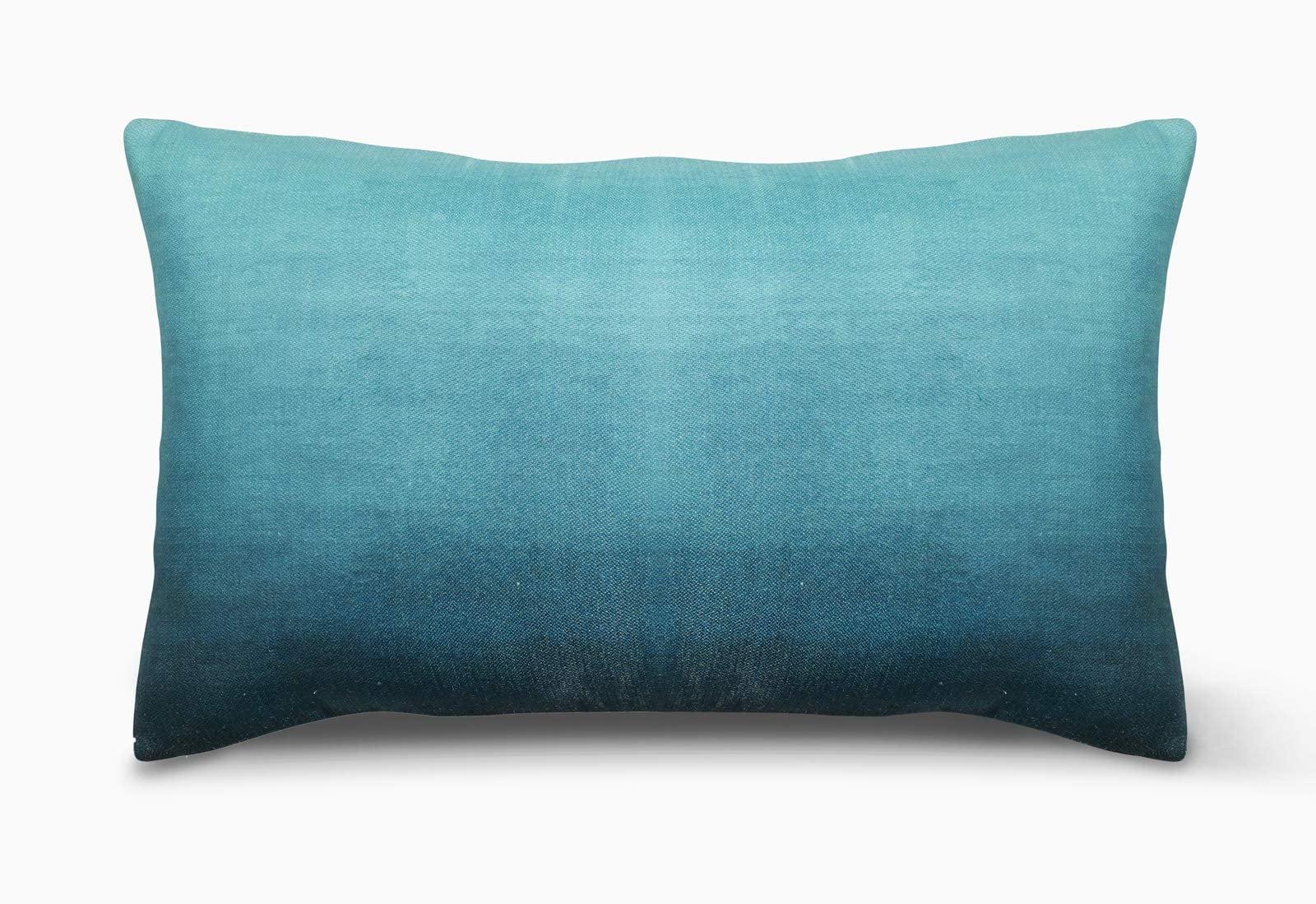 Fab Habitat Indoor/Outdoor Lumbar Pillow Made from Recycled Polyester Yarn - Double Sided, Stain Resistant, Machine Washable - Ombre - Patio, Deck, Porch, Living Room - Big Sur Teal (14" x 24")